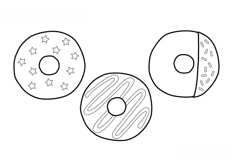 Bé mê mẩn tranh tô màu bánh donut dễ thương