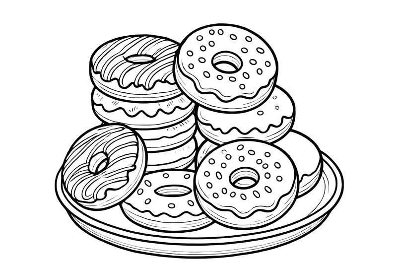 Tải ngay tranh tô màu bánh donut PNG cho bé