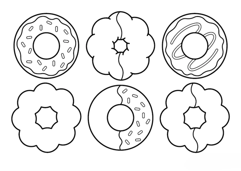 Thêm màu sắc vui nhộn với tranh tô màu bánh donut 