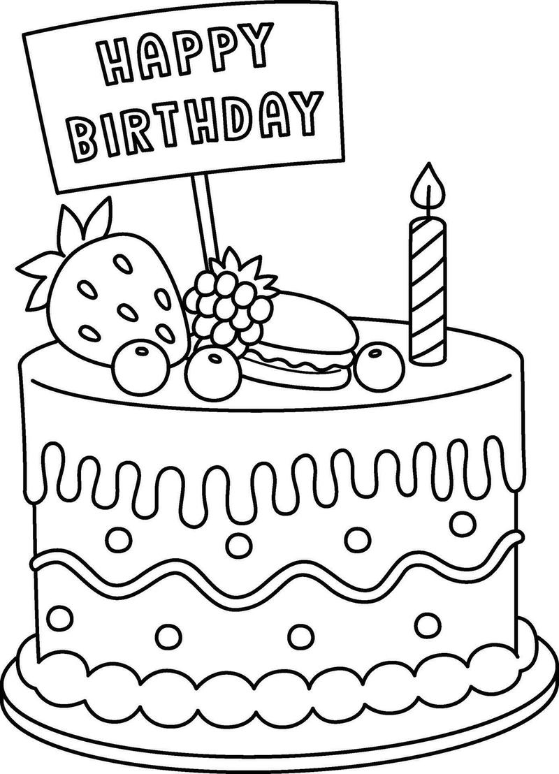 Sáng tạo vui vẻ cùng tranh tô màu bánh sinh nhật dễ thương