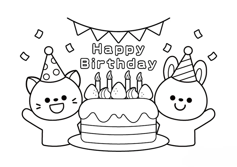 Bé yêu thích mẫu tranh tô màu bánh sinh nhật mỗi ngày