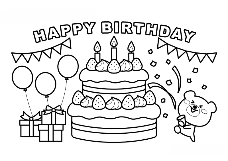 Tải về ngay tranh tô màu bánh sinh nhật in miễn phí
