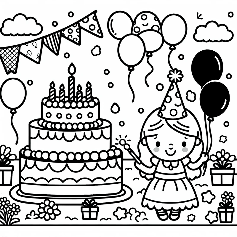 Bé thỏa sức sáng tạo với tranh tô màu bánh sinh nhật 