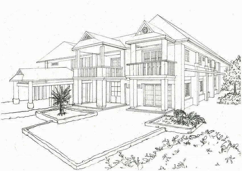 Tô màu tranh tô màu biệt thự đơn giản dễ thương