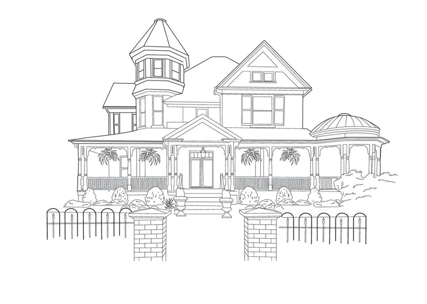 Tô màu tranh tô màu biệt thự mái thái tinh tế