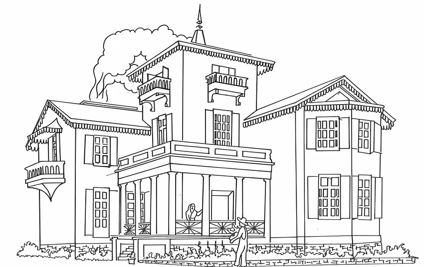 Tô tranh tô màu biệt thự cho bé thật vui nhộn