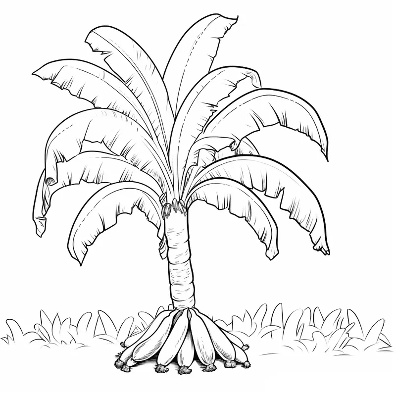 Mẫu tranh tô màu cây chuối