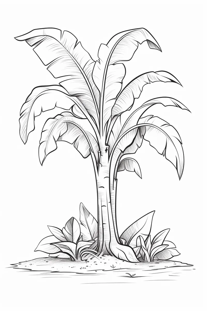Tranh tô màu cây chuối cho bé mầm non