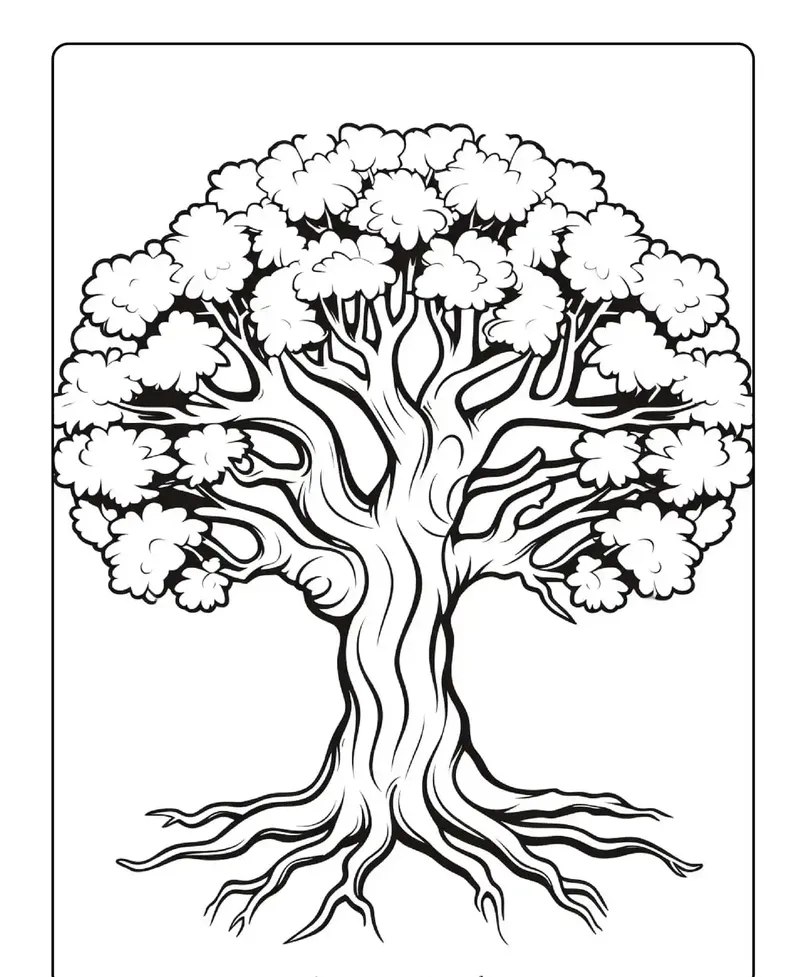 File tranh tô màu cây cổ thụ PDF