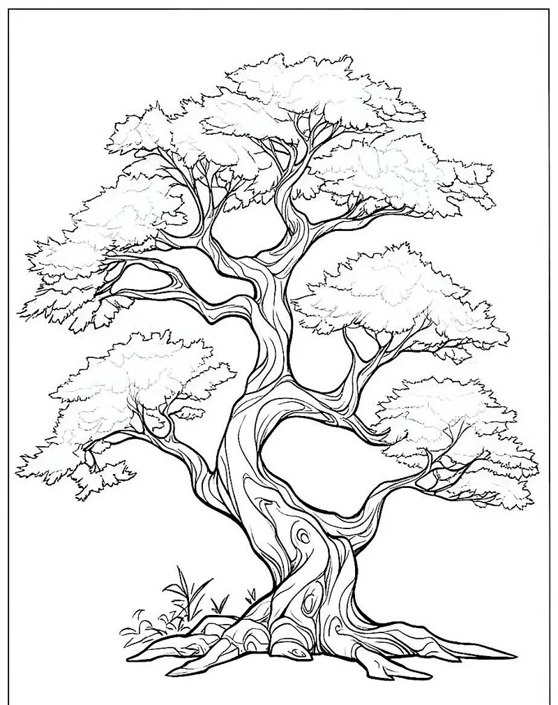 Tải tranh tô màu cây cổ thụ miễn phí