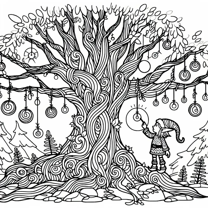 Bộ sưu tập tranh tô màu cây cổ thụ