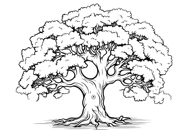 Tranh tô màu cây cổ thụ dễ