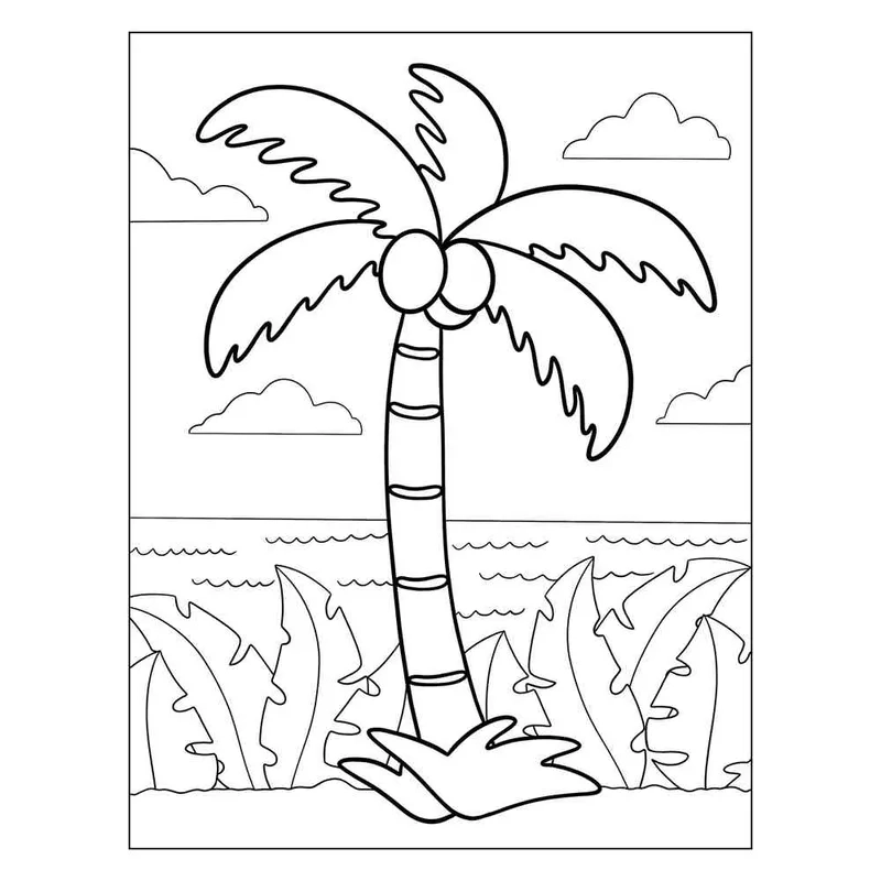 In tranh tô màu cây dừa ngay