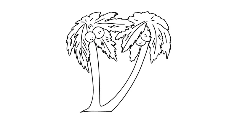 Tranh tô màu cây dừa đơn giản cho bé