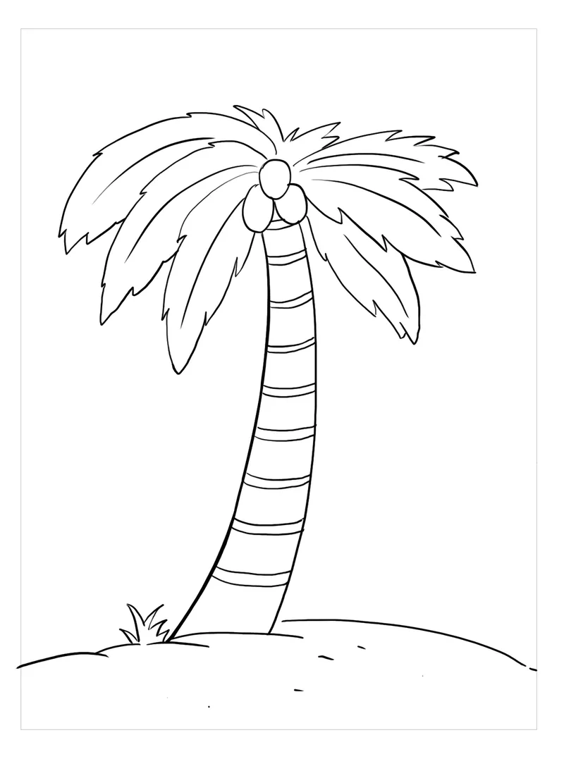 Tranh tô màu cây dừa và biển