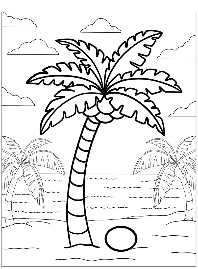 Tranh tô màu phong cảnh cây dừa