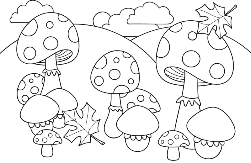 Tranh tô màu cây nấm đơn giản