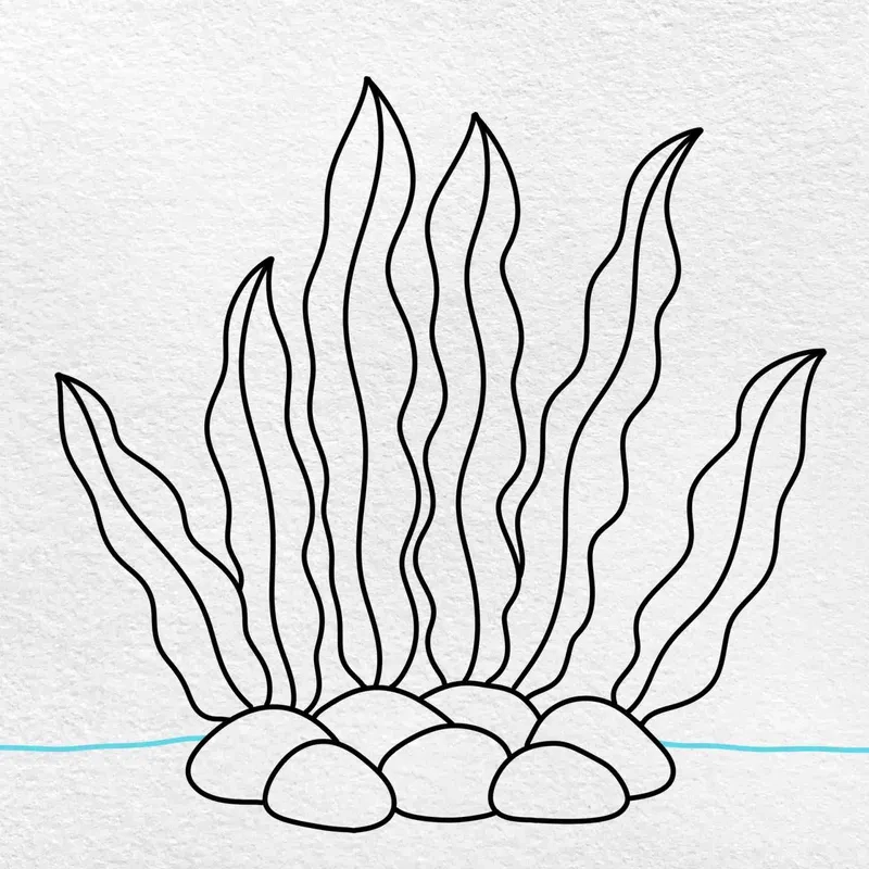 Tranh tô màu cây rong biển dễ thương cho bé