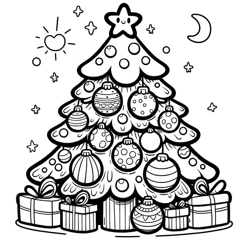 Tranh tô màu cây thông noel mới