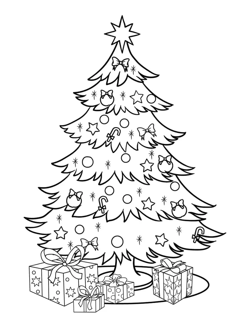 Tranh tô màu cây thông noel mầm non