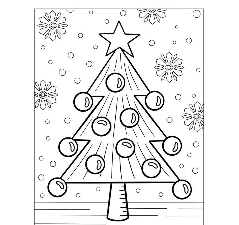 Tranh tô màu cây thông noel cho bé