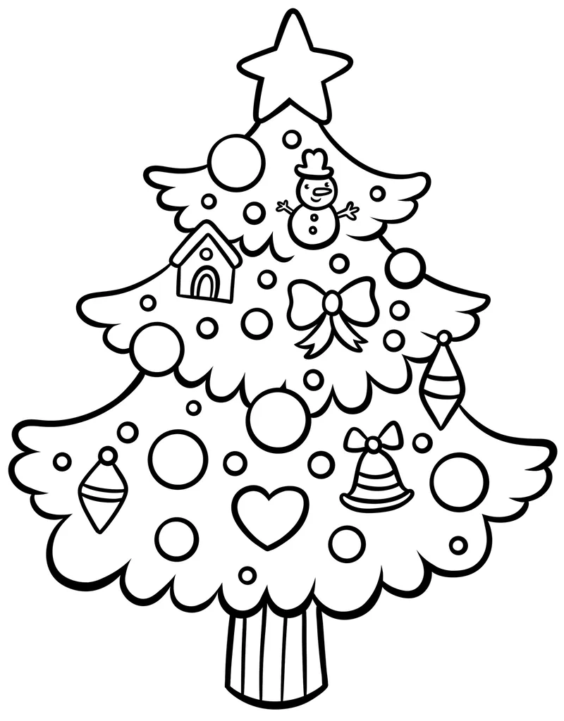 Tranh tô màu cây thông noel dễ