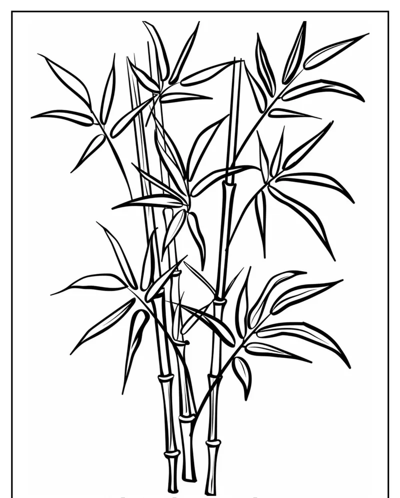 Tranh tô màu cây trúc đơn giản cho bé