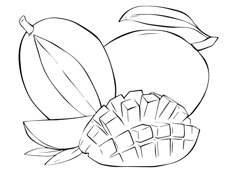 Tranh tô màu cây xoài hoạt hình ngộ nghĩnh