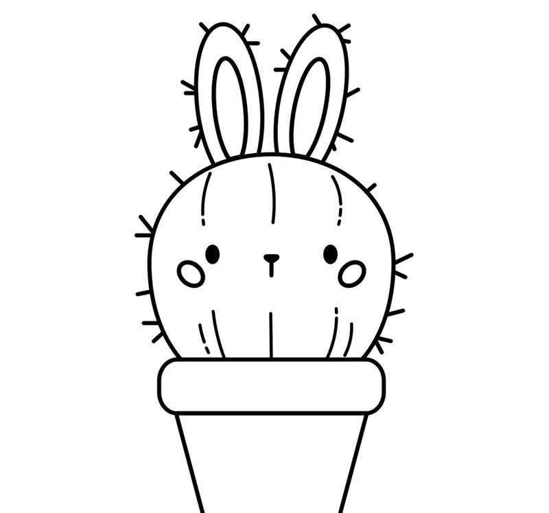 Tranh tô màu cây xương rồng dễ thương cho bé