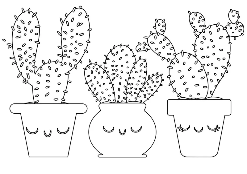 In tranh tô màu cây xương rồng