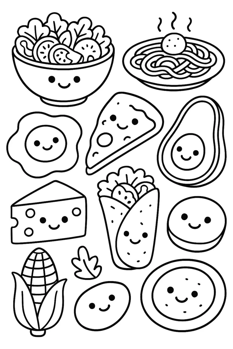 Mở thế giới sáng tạo với tranh tô màu món ăn mini dễ thương