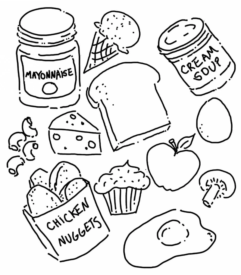 Sưu tầm ngay trang tô màu đồ ăn dễ thương mini đáng yêu