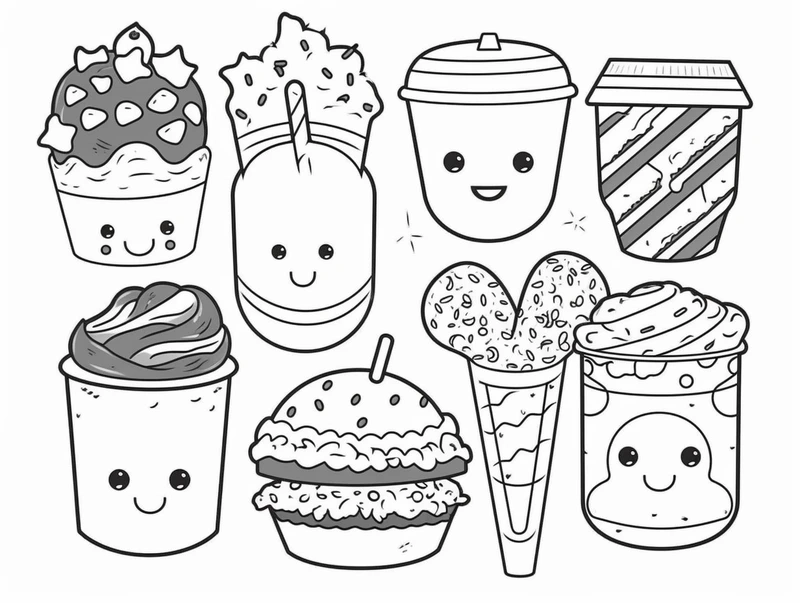 Khuyến khích bé học màu cùng trang tô màu đồ ăn mini