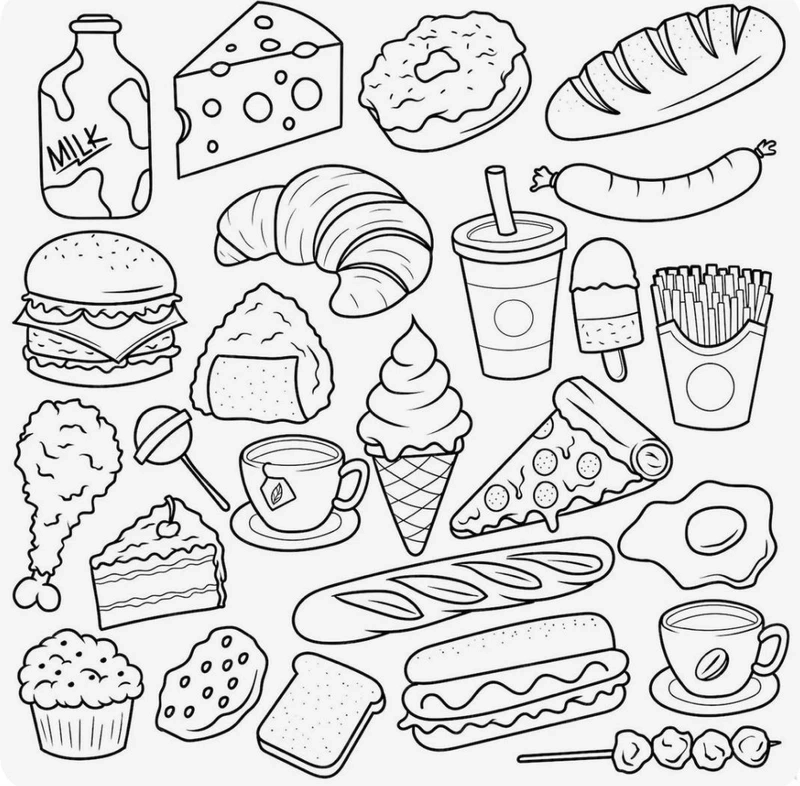 Khám phá ngay tranh tô màu đồ ăn nhanh cho bé yêu