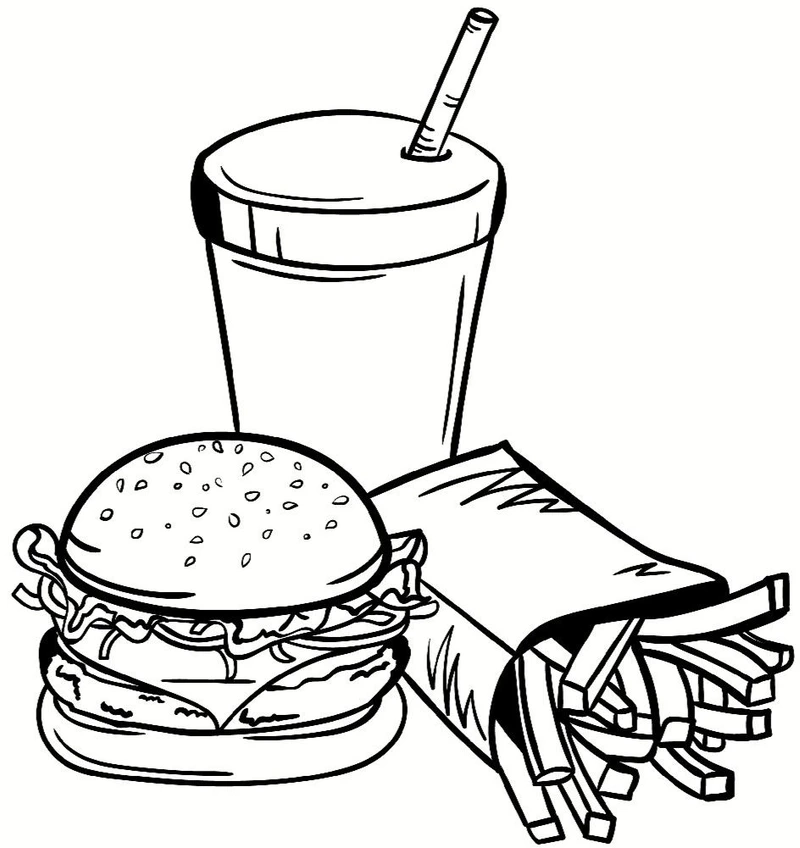 Thỏa sức sáng tạo với hình tô màu đồ ăn nhanh dễ thương