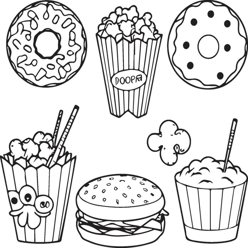 Bé vui học sáng tạo với tranh tô màu thức ăn vặt cho trẻ em