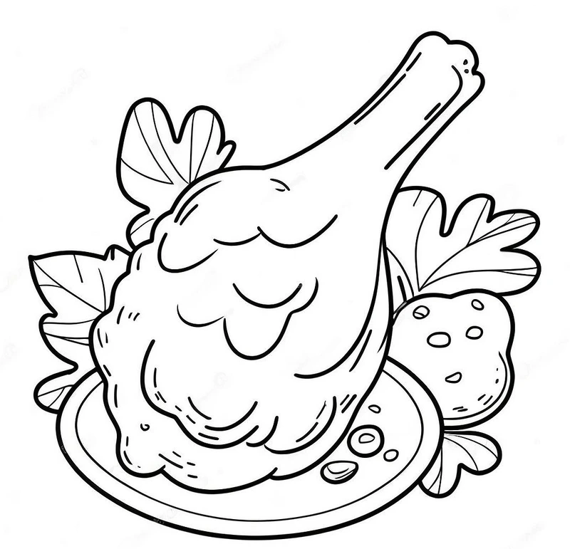 Bé vui học với tô màu món gà rán