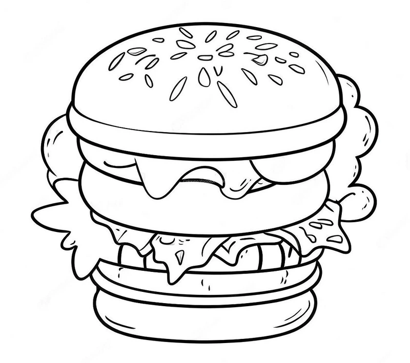 Giờ chơi sáng tạo với tranh tô màu burger dễ thương