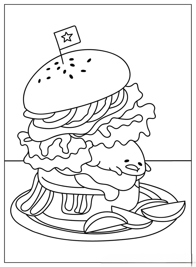 Bé học vui với tranh tô màu hamburger cho trẻ em