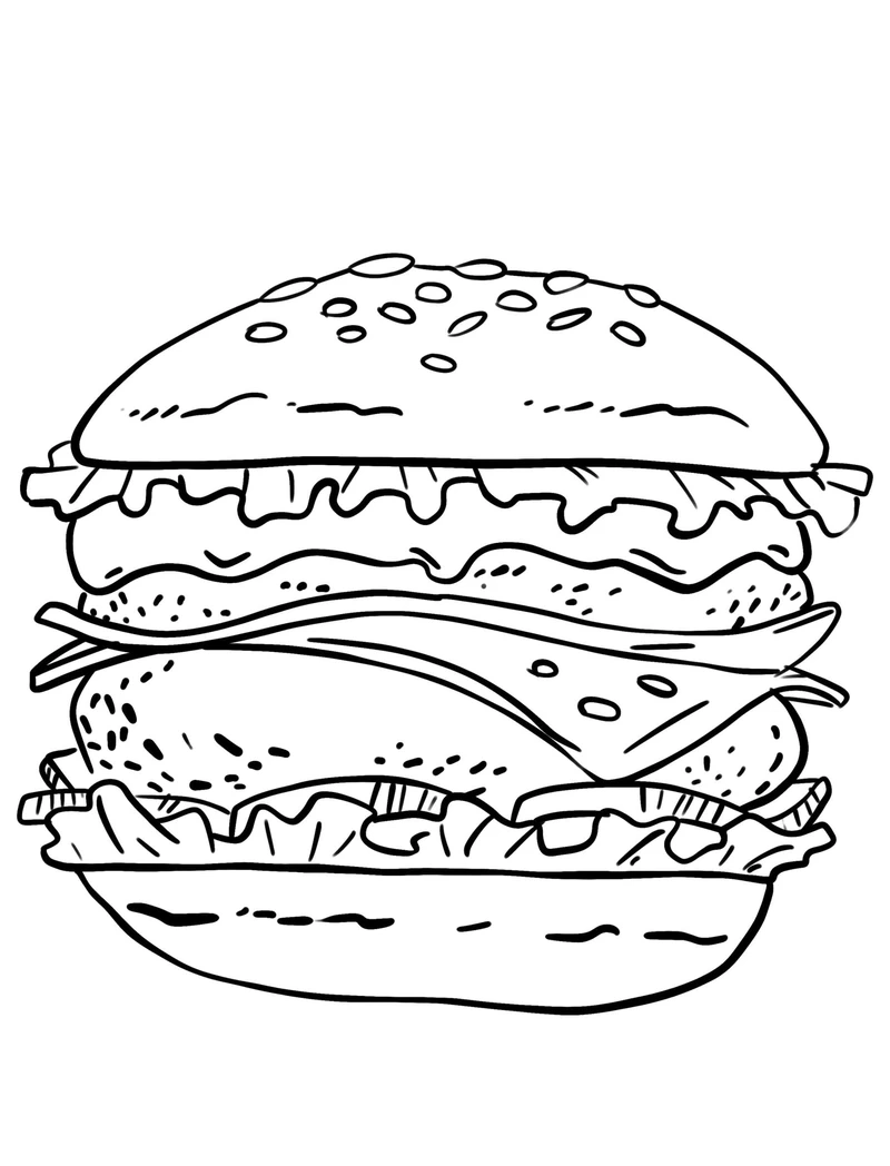 Tô màu vui nhộn với tranh tô màu hamburger nhiều lớp