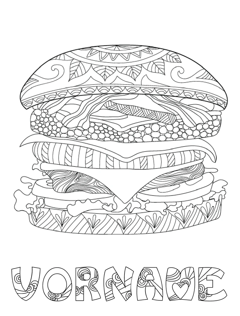 Bé tập tô sáng tạo với tranh tô màu burger cho bé tập tô