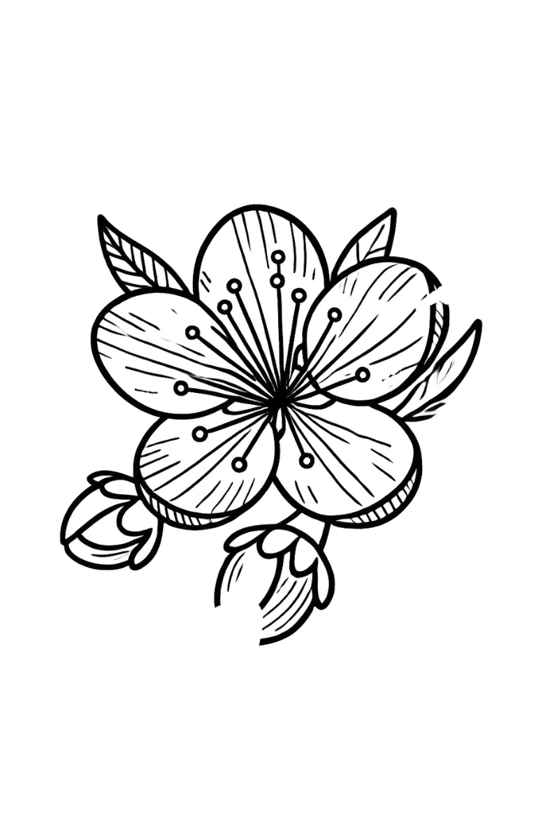 Thử ngay tranh tô màu hoa đào đơn giản tại nhà