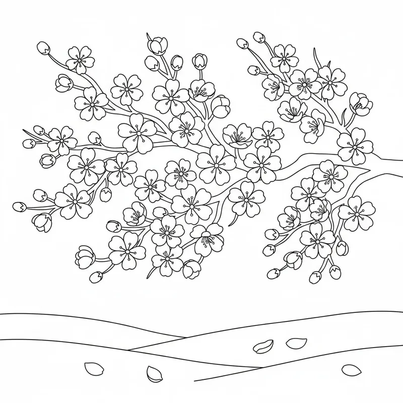 Mẫu giáo vui học với tranh tô màu hoa đào mẫu giáo