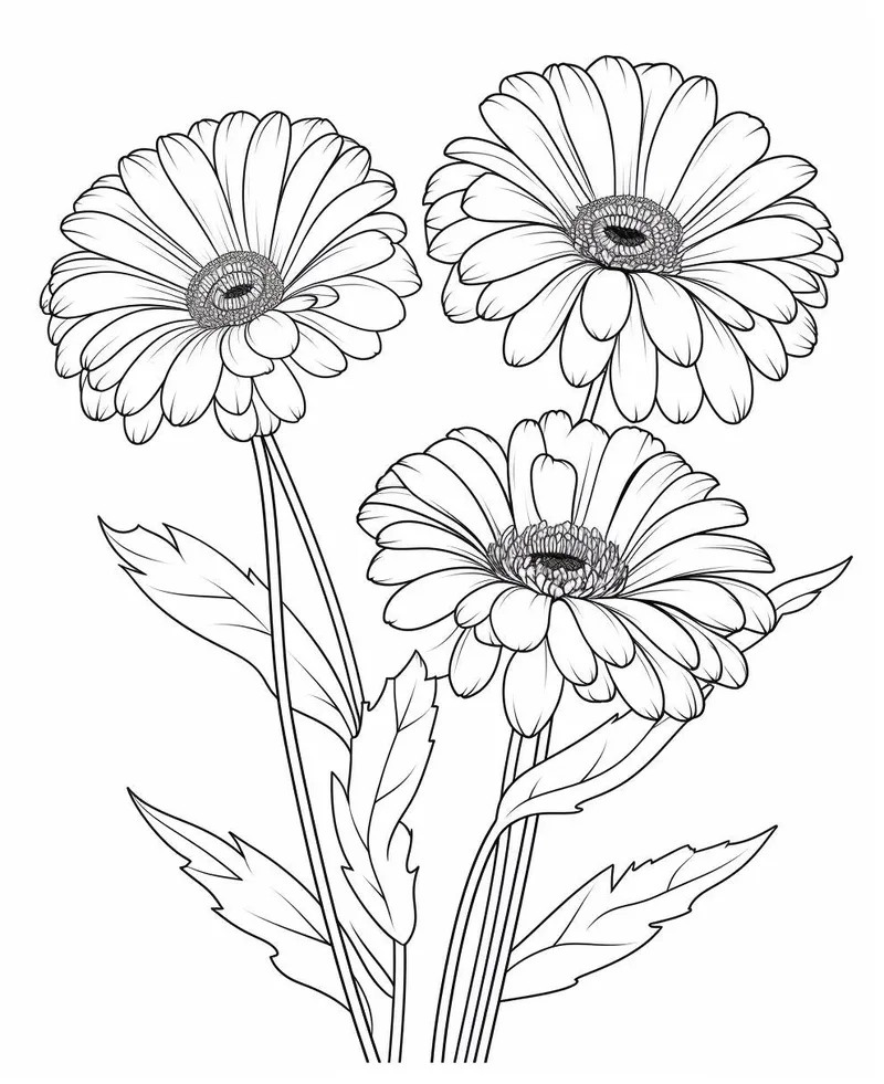 Bé yêu thích học vẽ với tranh tô màu hoa đồng tiền cho bé