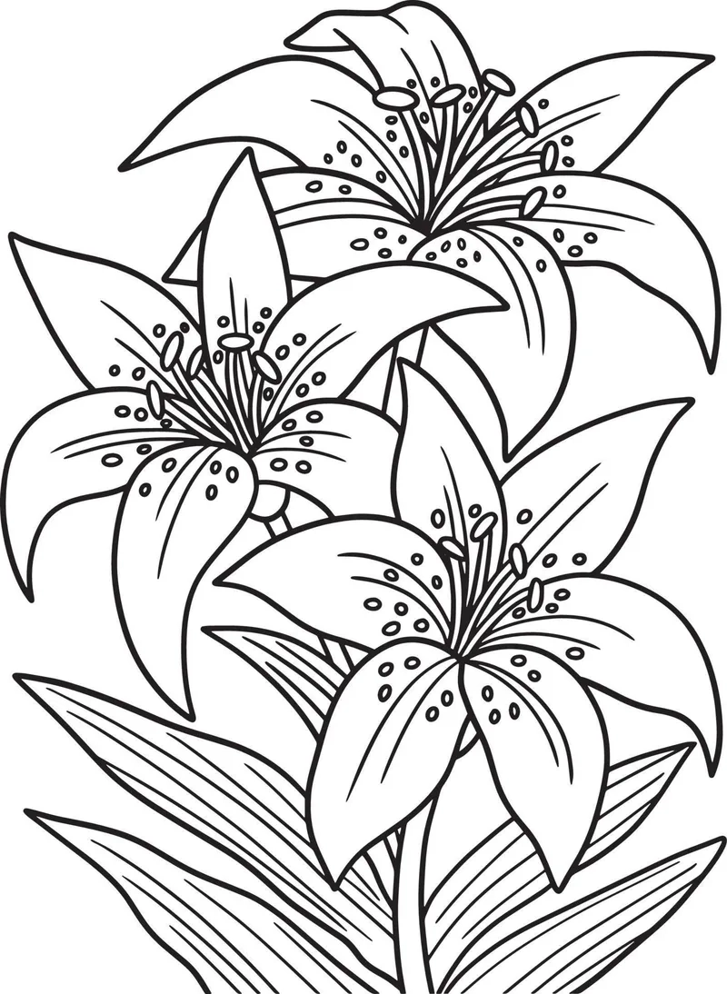 In tiện lợi cho bé với tranh tô màu hoa huệ dễ in