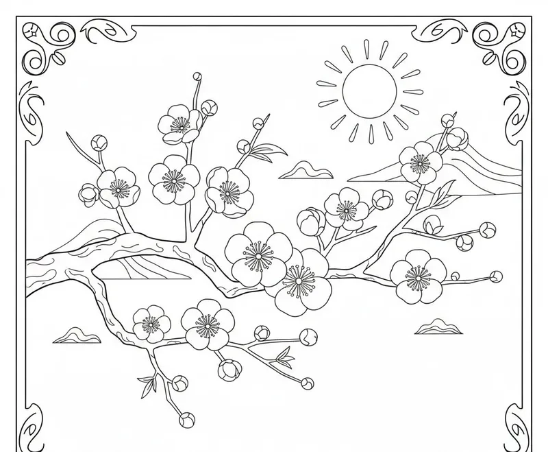 Hướng dẫn tranh tô màu hoa mai cho bé dễ thực hiện