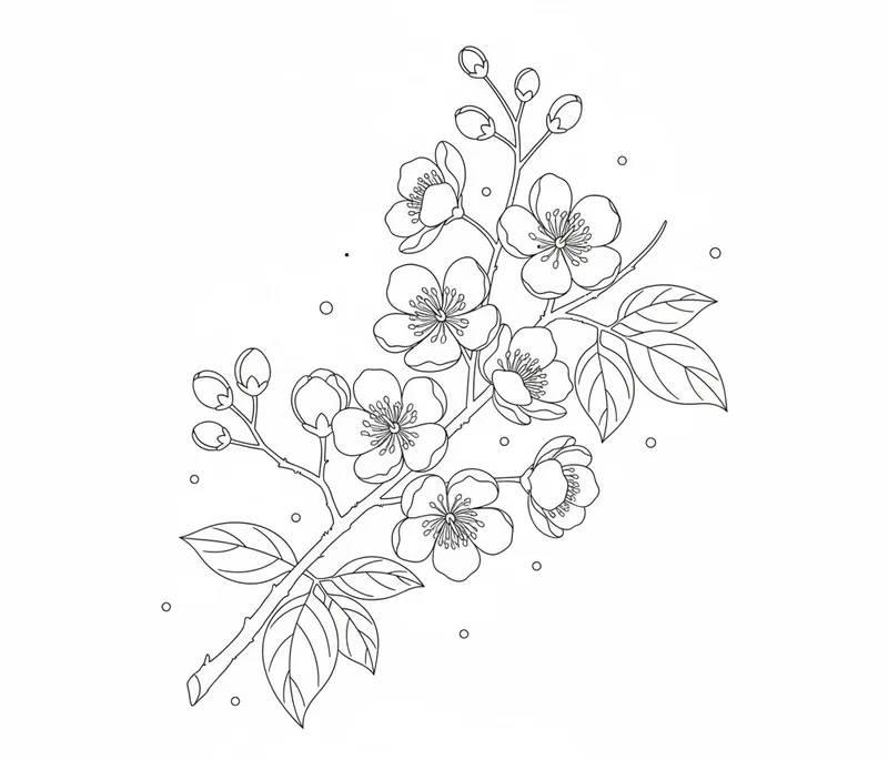 In nhanh tranh tô màu hoa mai dễ in cho bé vui