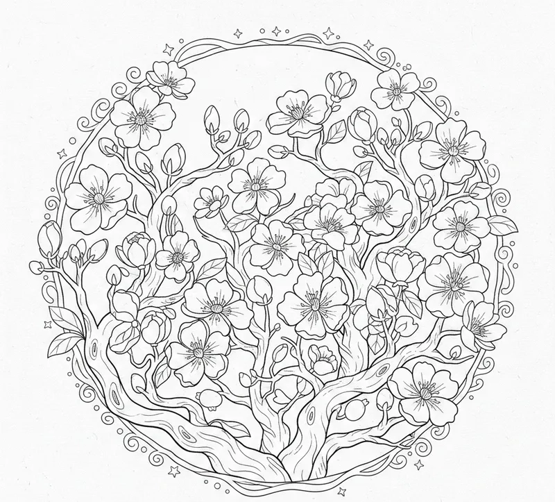 Bé sáng tạo với tranh tô màu hoa mai thiếu nhi