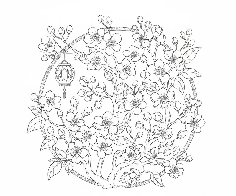 Thỏa sức vẽ cùng mẫu tranh hoa mai tô màu