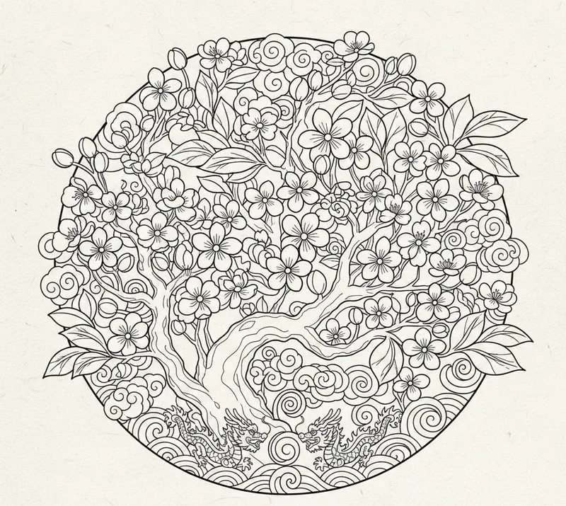 Sáng tạo nghệ thuật với tranh tô màu hoa mai nghệ thuật